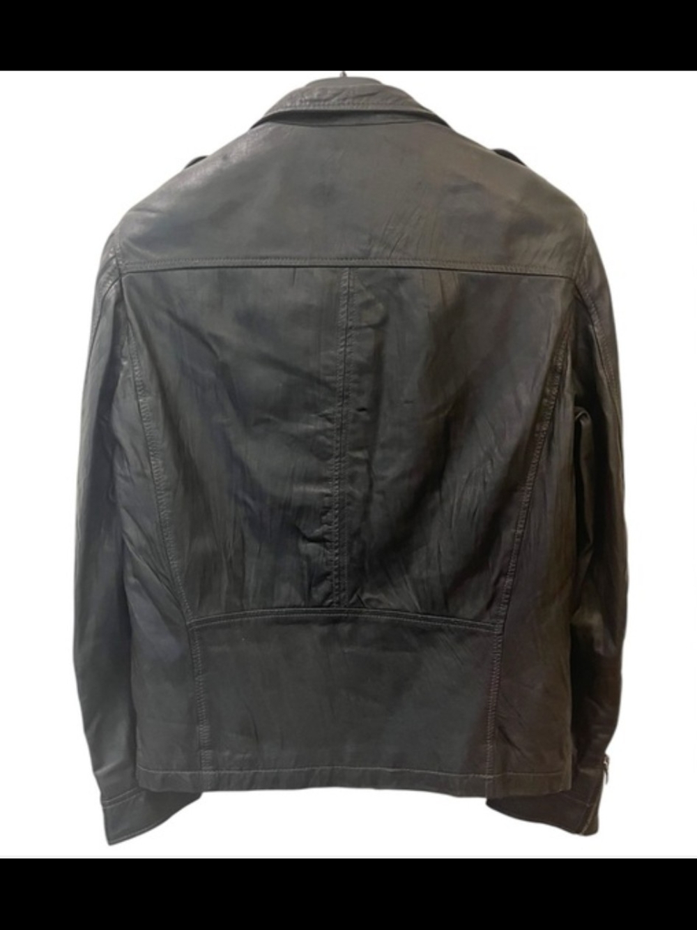 Unisex Black Leather Jacket - Picture 3 of 5